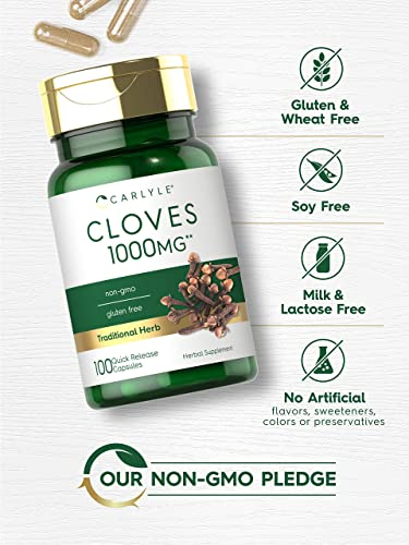 Foto 5 pulgar | Suplemento Carlyle Cloves 1000 Mg 100 Cápsulas De Gluten Sin Ogm - Venta Internacional.