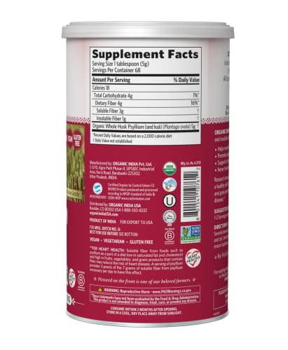 Foto 3 pulgar | Suplemento Organic India Psyllium En Polvo, 340 Ml, 2 Unidades - Venta Internacional.