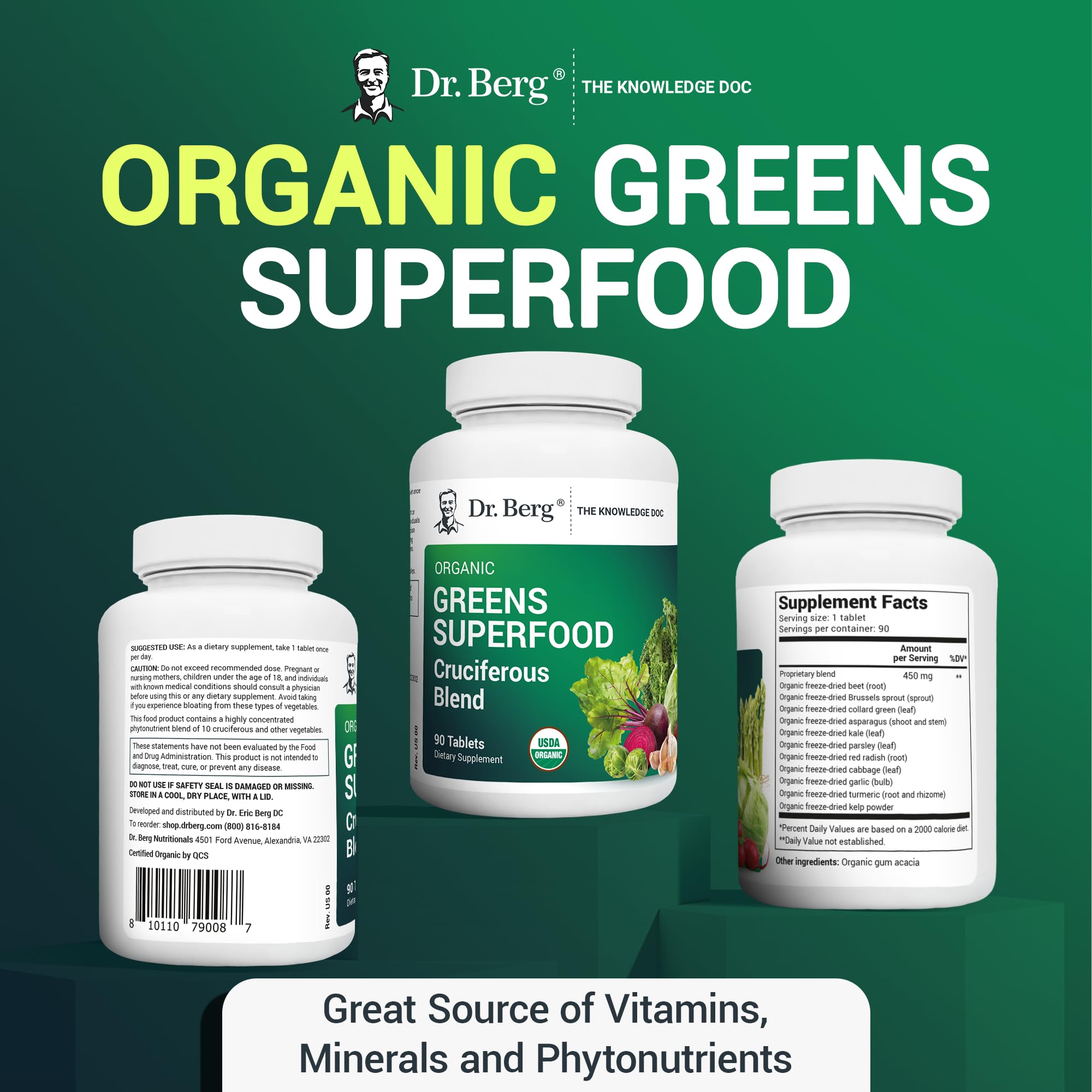 Foto 7 pulgar | Suplemento Dr. Berg Greens Superfood Crucíferous 90 Comprimidos - Venta Internacional.
