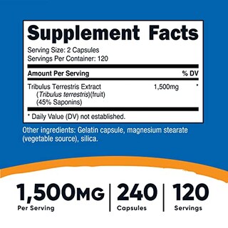 Foto 2 | Suplemento Nutricost Extracto De Tribulus Terrestris 1500 Mg 240 - Venta Internacional.
