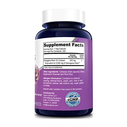 Foto 3 pulgar | Suplemento Nusapure Astragalus 3000 Mg 200 Cápsulas Vegetarianas - Venta Internacional.