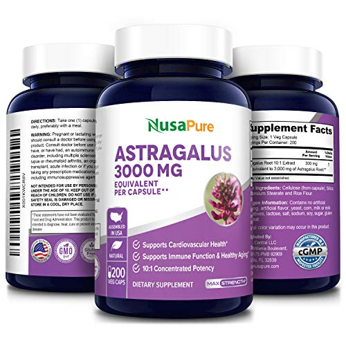 Foto 5 pulgar | Suplemento Nusapure Astragalus 3000 Mg 200 Cápsulas Vegetarianas - Venta Internacional.
