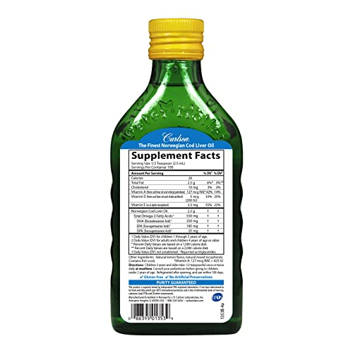 Foto 3 pulgar | Aceite De Hígado De Bacalao Carlson Kid's 250 Ml Omega-3 Con Vitaminas A Y D - Venta Internacional.