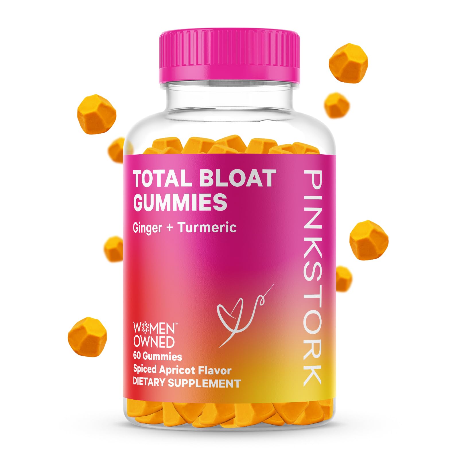 Foto 2 pulgar | Complementa Las Gomitas Pink Stork Bloat Con Cúrcuma Y Jengibre - Venta Internacional.