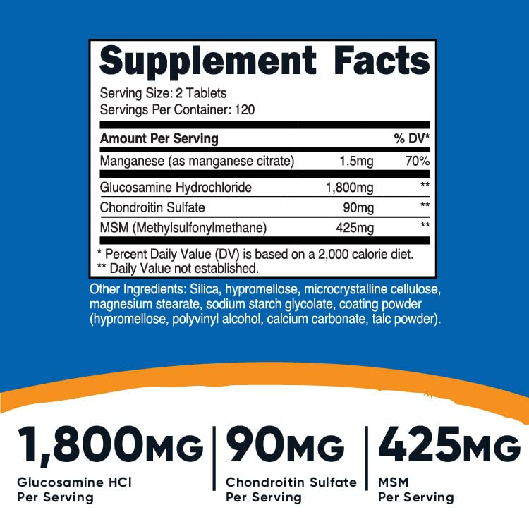 Foto 3 pulgar | Suplemento Nutricost De Glucosamina 1800 Mg Con Condroitina Y Msm - Venta Internacional.