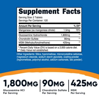 Foto 2 | Suplemento Nutricost De Glucosamina 1800 Mg Con Condroitina Y Msm - Venta Internacional.