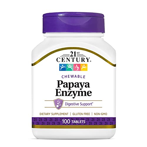 Tabletas Masticables 21st Century Papaya Enzyme Tropical, 100 Unidades - Venta Internacional.