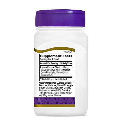 Foto 7 pulgar | Tabletas Masticables 21st Century Papaya Enzyme Tropical, 100 Unidades - Venta Internacional.