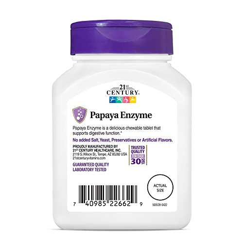 Foto 8 pulgar | Tabletas Masticables 21st Century Papaya Enzyme Tropical, 100 Unidades - Venta Internacional.