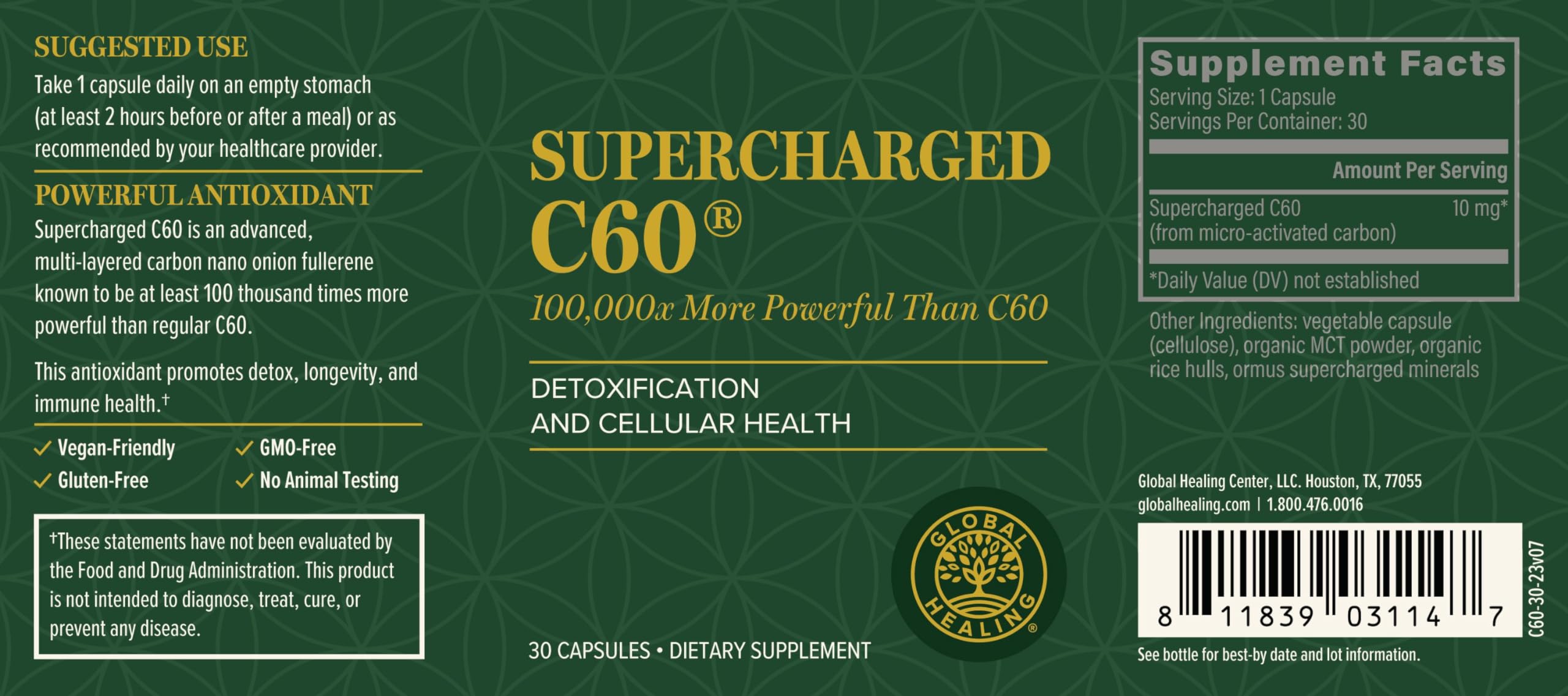 Foto 4 pulgar | Suplemento Antioxidante Supercargado C60 De Global Healing Center - Venta Internacional.