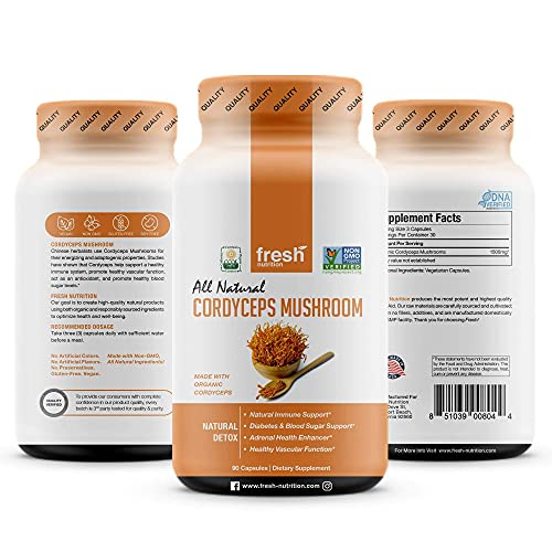 Foto 6 | Suplemento De Hongos Cordyceps Orgánicos Fresh Nutrition 1500 Mg - Venta Internacional.