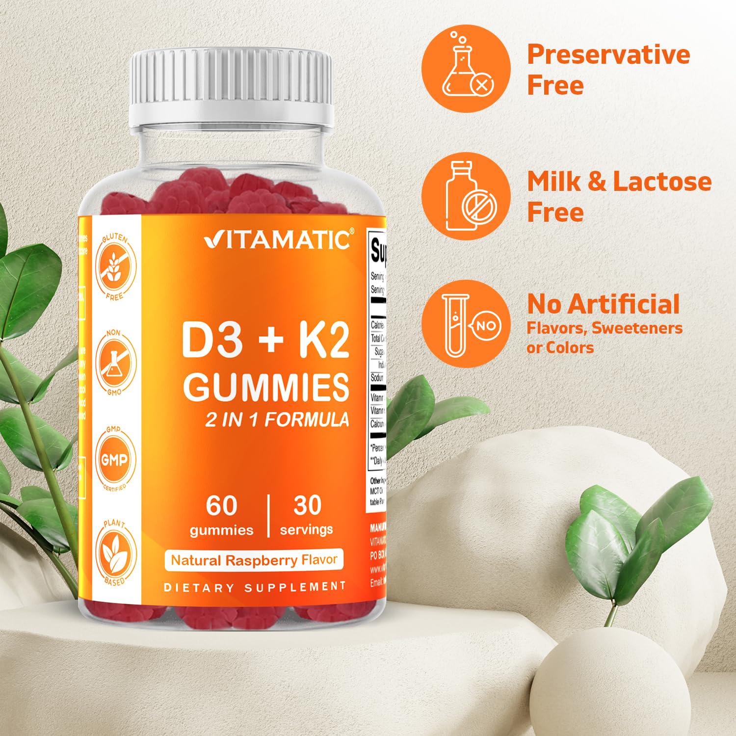 Foto 4 pulgar | Gomitas De Suplemento Vitamático Con Vitamina D3 K2, 60 Unidades - Venta Internacional.