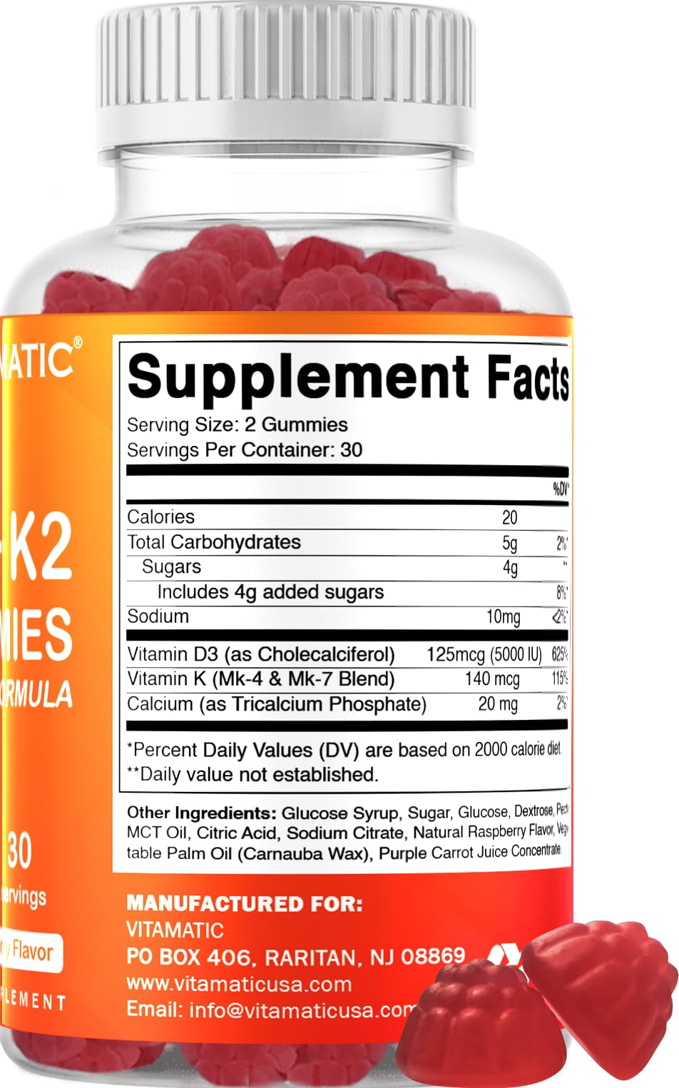 Foto 6 | Gomitas De Suplemento Vitamático Con Vitamina D3 K2, 60 Unidades - Venta Internacional.