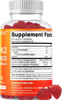 Foto 6 | Gomitas De Suplemento Vitamático Con Vitamina D3 K2, 60 Unidades - Venta Internacional.
