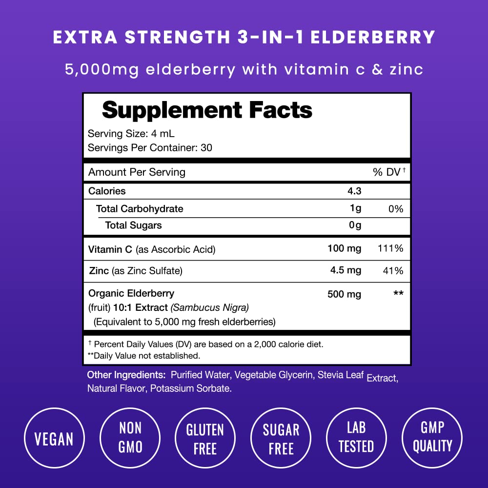 Foto 3 pulgar | Sirope De Saúco Nutrachamps Organic 5000 Mg Con Zinc Y Vitam - Venta Internacional.