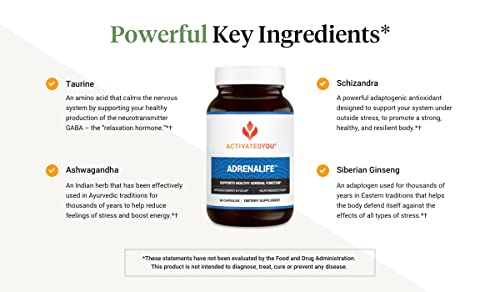 Foto 4 pulgar | Suplemento Activatedyou Adrenalife Adrenal Support 90 Cápsulas - Venta Internacional.