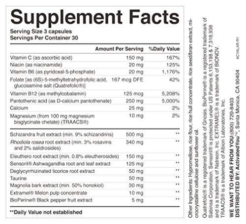 Foto 7 pulgar | Suplemento Activatedyou Adrenalife Adrenal Support 90 Cápsulas - Venta Internacional.