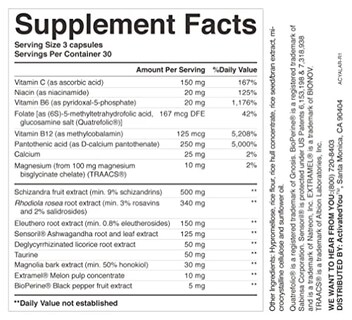 Foto 6 | Suplemento Activatedyou Adrenalife Adrenal Support 90 Cápsulas - Venta Internacional.