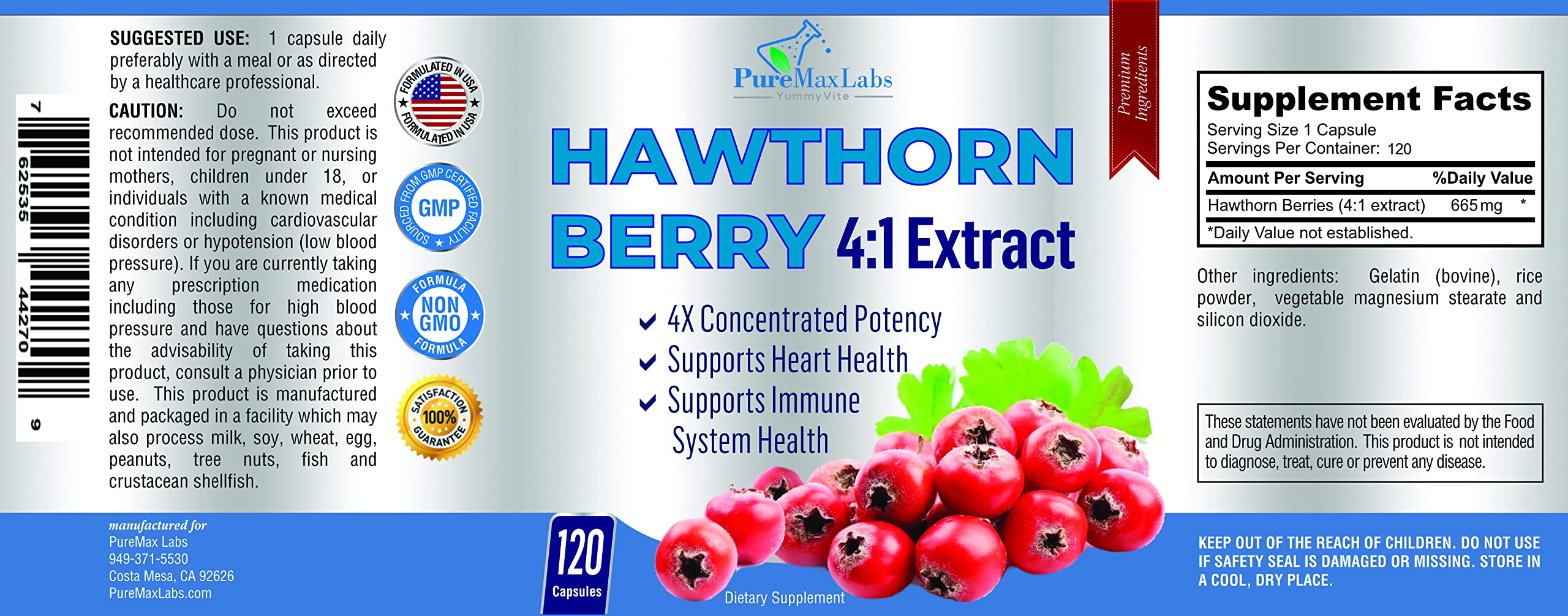 Foto 6 | Suplemento Yummyvite Extracto 4:1 De Baya De Espino Blanco 2660 Mg - Venta Internacional.