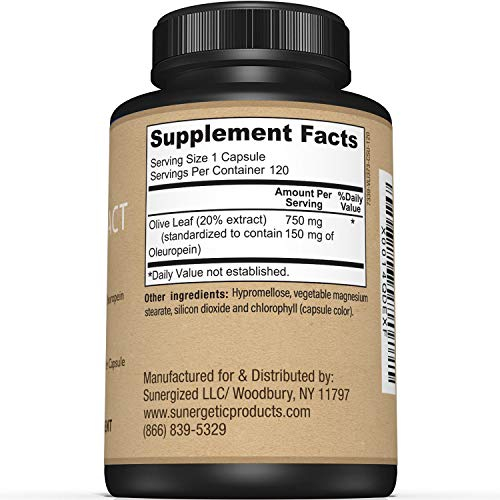 Foto 3 pulgar | Suplemento De Extracto De Hoja De Olivo Sunergetic 750 Mg 120 Cápsulas - Venta Internacional.