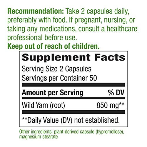 Foto 4 pulgar | Suplemento Nature's Way De Raíz De Ñame Silvestre 850 Mg 100 Cápsulas - Venta Internacional.