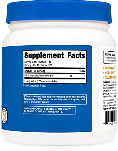 Foto 6 pulgar | Msm Powder Nutricost Pure 500 G (metilsulfonilmetano) - Venta Internacional.