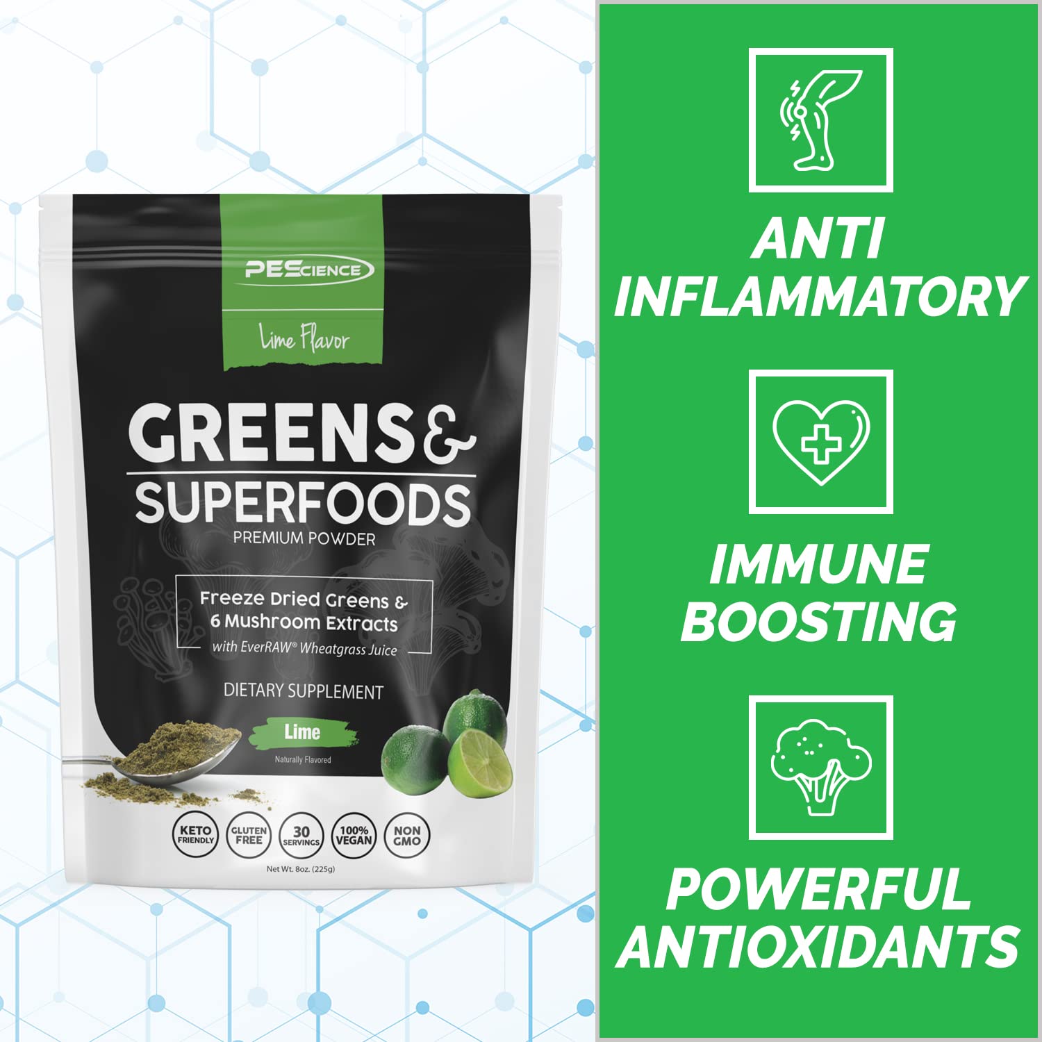 Foto 3 pulgar | Suplemento Pescience Greens & Superfoods Con Sabor A Lima, 30 Porciones - Venta Internacional.