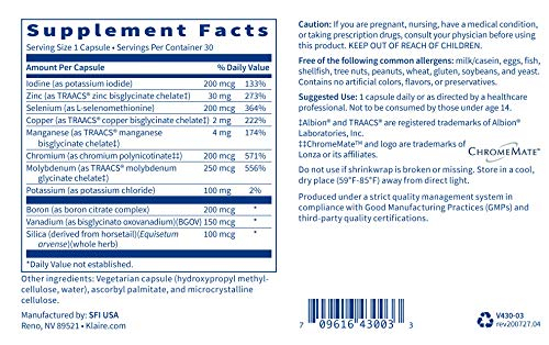 Foto 3 | Suplemento Klaire Labs Lda, Complejo De Oligoelementos, 30 Cápsulas - Venta Internacional.