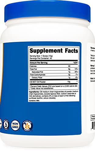 Foto 5 pulgar | Aceite Mct En Polvo Nutricost C8 454 G (454 Ml), 95% Aceite Mct C8 - Venta Internacional.