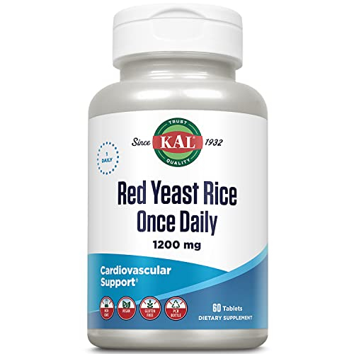 Suplemento De Arroz De Levadura Roja Kal Una Vez Al Día, 1200 Mg, 60 Tabletas - Venta Internacional.