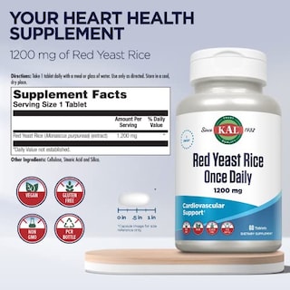 Foto 2 | Suplemento De Arroz De Levadura Roja Kal Una Vez Al Día, 1200 Mg, 60 Tabletas - Venta Internacional.