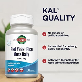Foto 4 | Suplemento De Arroz De Levadura Roja Kal Una Vez Al Día, 1200 Mg, 60 Tabletas - Venta Internacional.