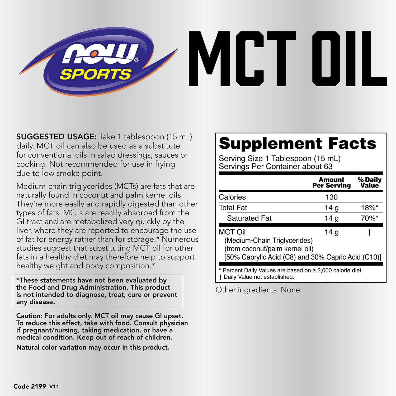 Foto 3 pulgar | Botella 100% De 946 Ml De Aceite Mct Now Foods - Venta Internacional.