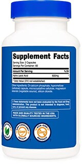 Foto 6 | Suplemento Nutricost De Ácido Alfa Lipoico 600 Mg 120 Cápsulas - Venta Internacional.