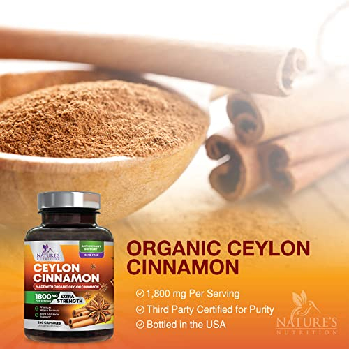 Foto 4 pulgar | Suplemento Nature's Nutrition, Canela De Ceilán, 1800 Mg, 240 Cápsulas - Venta Internacional.