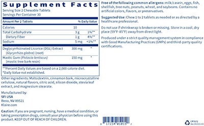 Foto 4 | Tabletas Masticables Klaire Labs Mastic Gum/dgl Regaliz 60u - Venta Internacional.