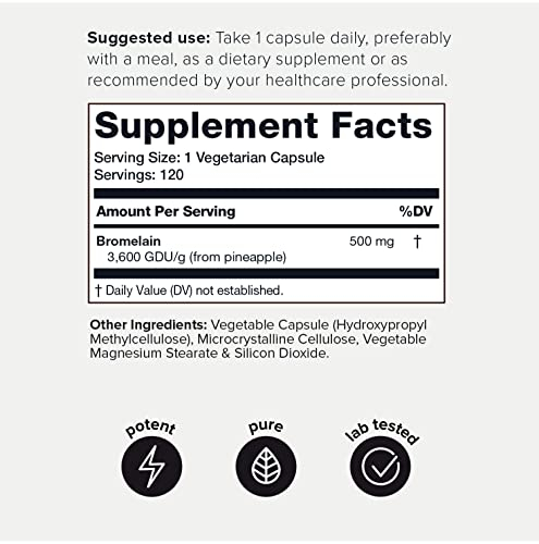 Foto 3 pulgar | Suplemento Toniiq Bromelain Ultra High Strength 500 Mg 120 Ca - Venta Internacional.