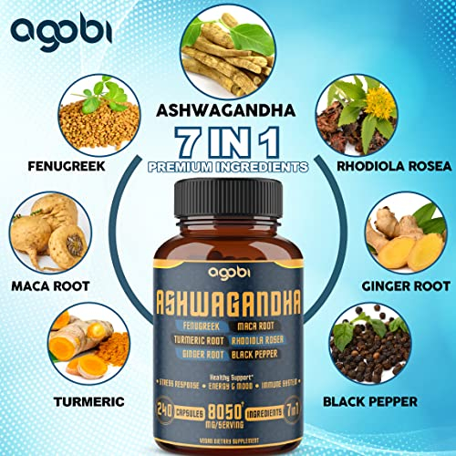 Foto 4 pulgar | Suplemento Agobi 7in1 Ashwagandha 8050 Mg Con Fenogreco 240 Ca - Venta Internacional.