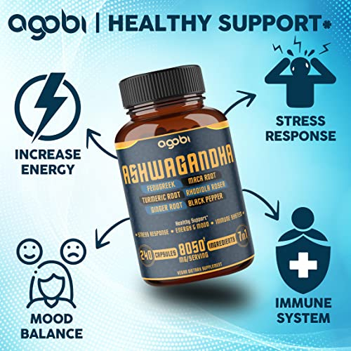 Foto 6 pulgar | Suplemento Agobi 7in1 Ashwagandha 8050 Mg Con Fenogreco 240 Ca - Venta Internacional.
