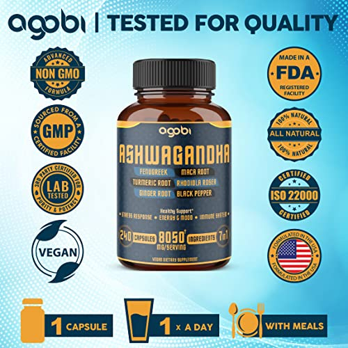 Foto 8 pulgar | Suplemento Agobi 7in1 Ashwagandha 8050 Mg Con Fenogreco 240 Ca - Venta Internacional.