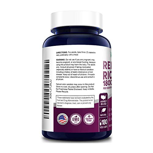 Foto 4 pulgar | Suplemento Nusapure De Arroz De Levadura Roja, 1800 Mg, 180 Cápsulas Vegetarianas - Venta Internacional.