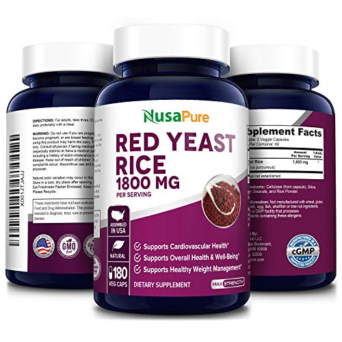 Foto 5 pulgar | Suplemento Nusapure De Arroz De Levadura Roja, 1800 Mg, 180 Cápsulas Vegetarianas - Venta Internacional.