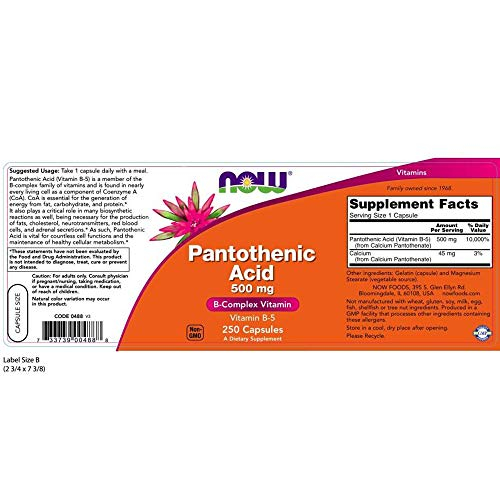 Foto 3 pulgar | Supplement Now Foods Ácido Pantoténico, 500 Mg, 250 Cápsulas (paquete De 3) - Venta Internacional.