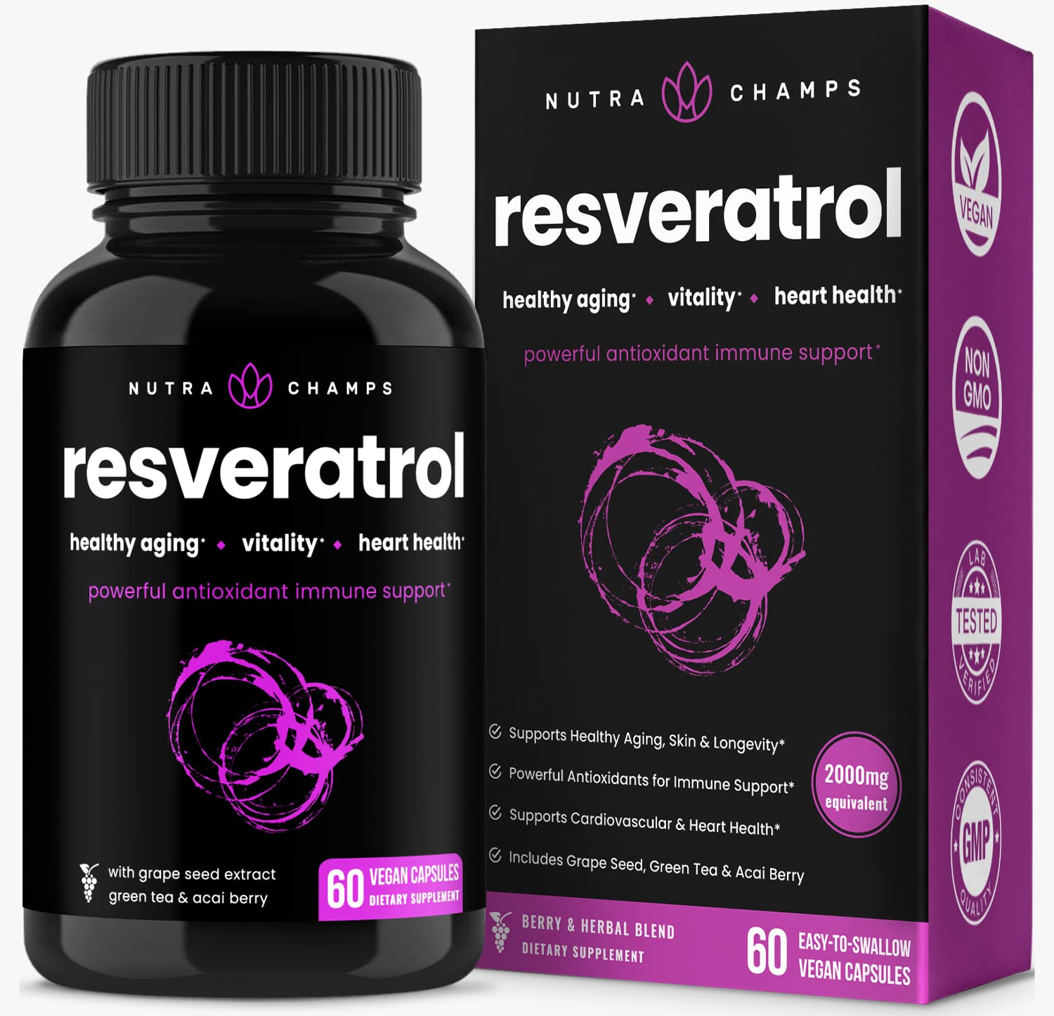 Suplemento Nutrachamps Resveratrol 1400 Mg + Antioxidantes - Venta Internacional.