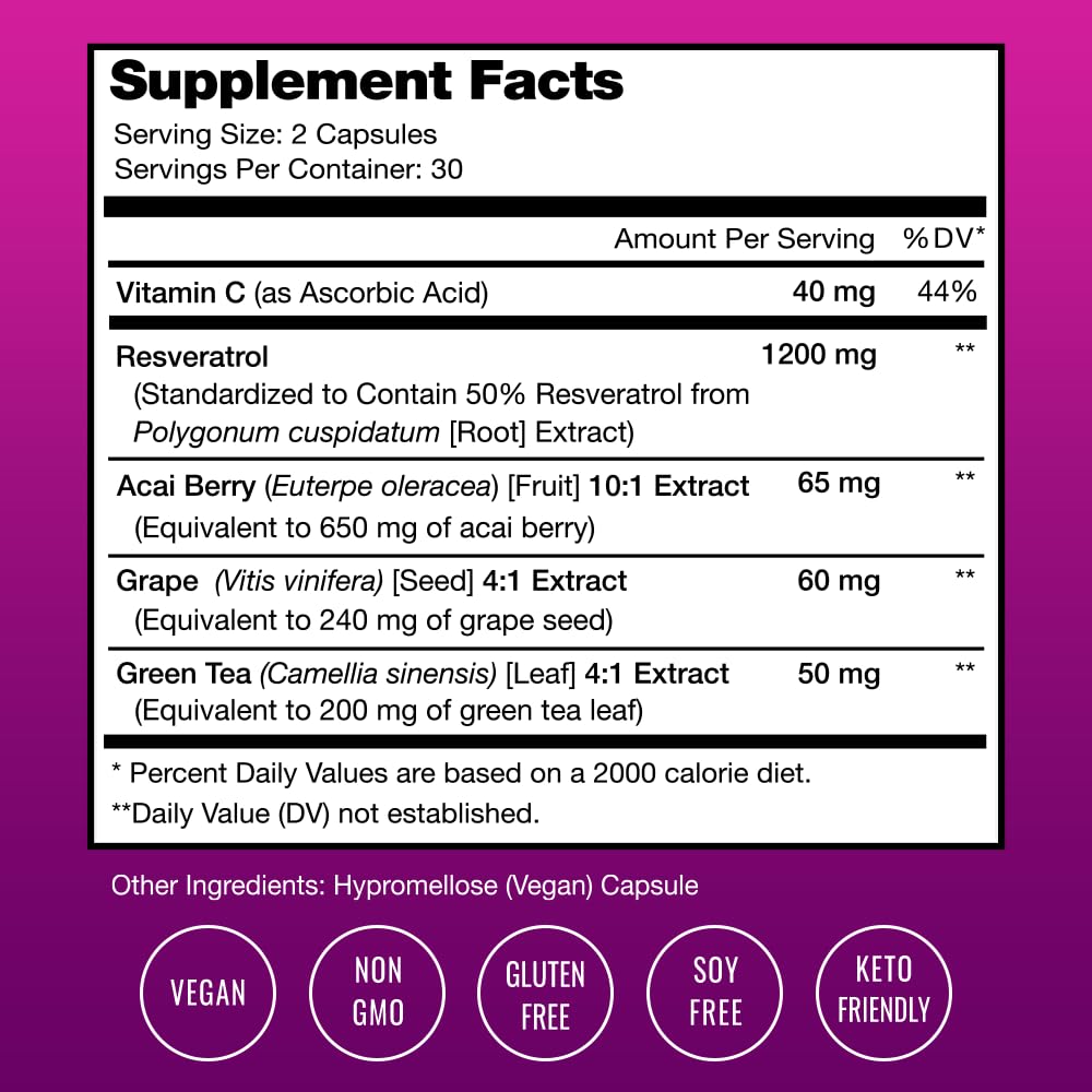Foto 6 | Suplemento Nutrachamps Resveratrol 1400 Mg + Antioxidantes - Venta Internacional.