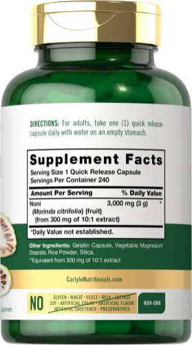 Foto 3 pulgar | Suplemento Carlyle Noni En Cápsulas De 3000 Mg, 240 Unidades, Sin Ogm - Venta Internacional.