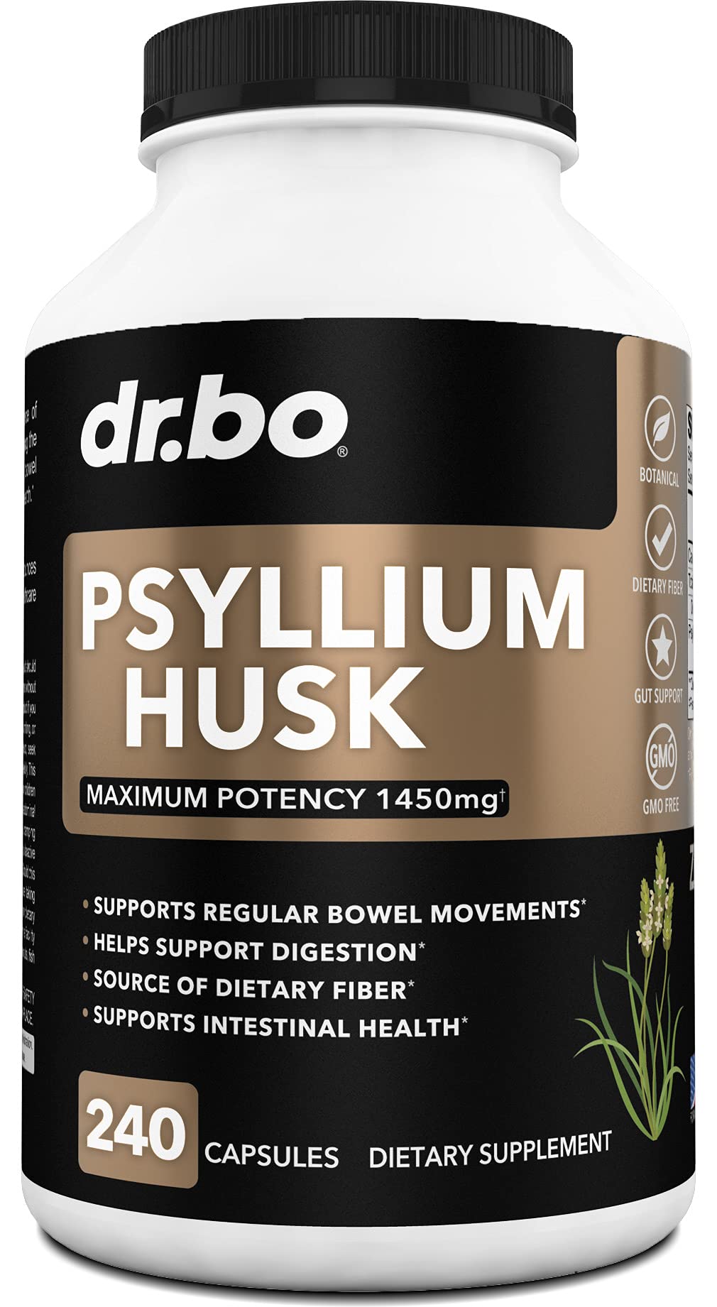 Suplemento De Fibra Psyllium Husk Capsule Dr. Bo Daily Dose - Venta Internacional.