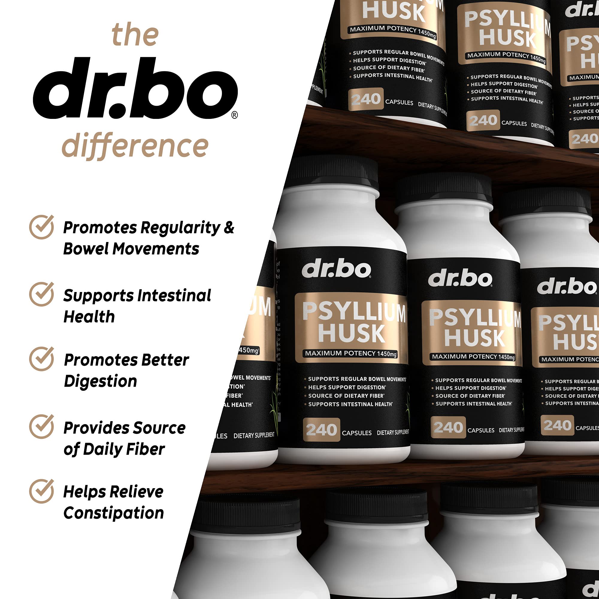 Foto 4 pulgar | Suplemento De Fibra Psyllium Husk Capsule Dr. Bo Daily Dose - Venta Internacional.