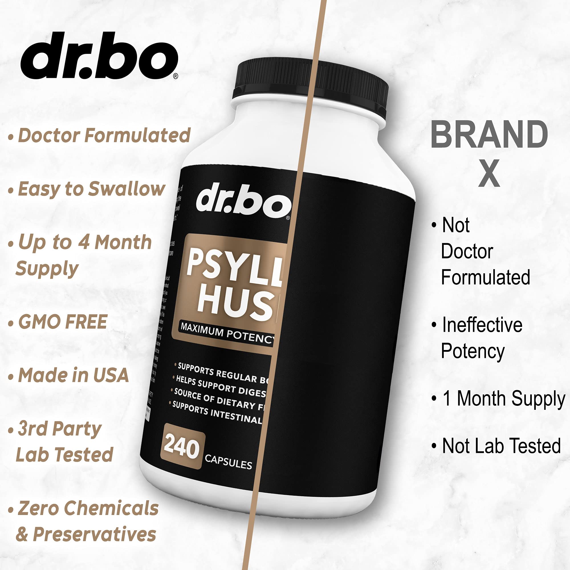 Foto 6 pulgar | Suplemento De Fibra Psyllium Husk Capsule Dr. Bo Daily Dose - Venta Internacional.