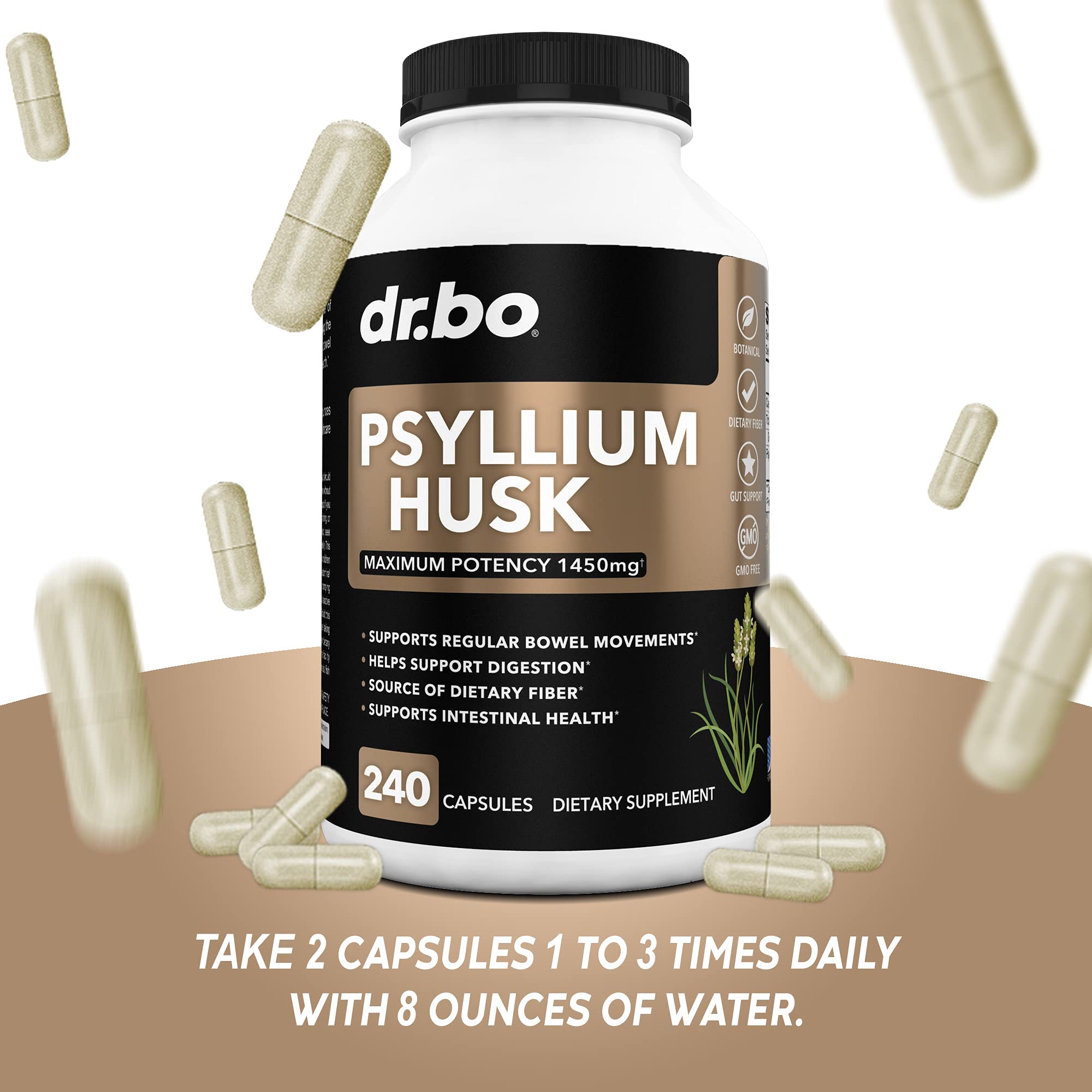 Foto 8 pulgar | Suplemento De Fibra Psyllium Husk Capsule Dr. Bo Daily Dose - Venta Internacional.